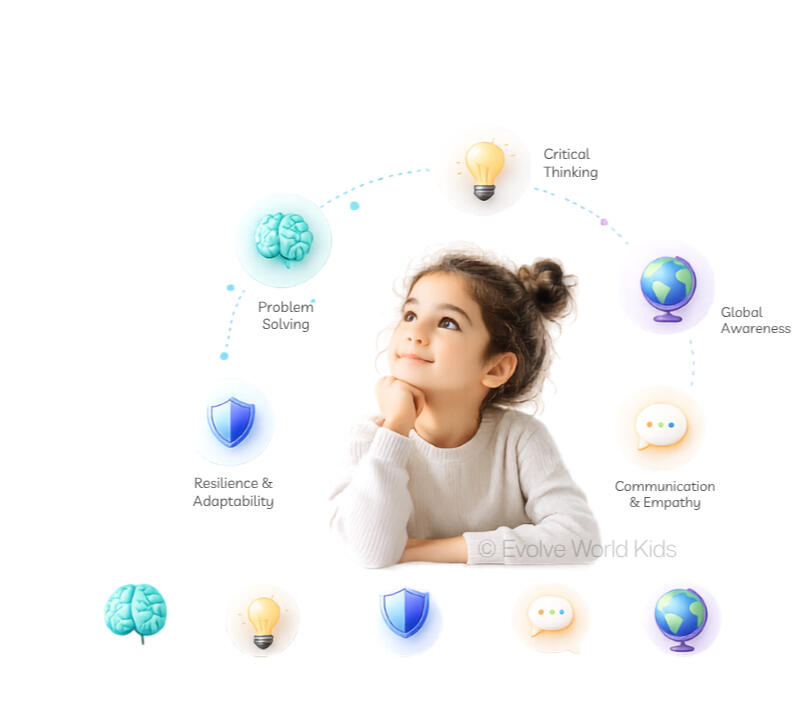 Evolve World Kids Future Literacy A child in engaged in creative problem solving and thinking about interconnected systems